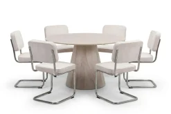 Bark Siena spisegruppe rund 130 cm med 6 Milva spisestoler