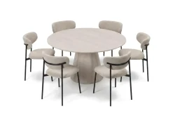 Bark Spisegrupper-Siena spisegruppe rund 150 cm med 6 Lucy spisestoler Hvitlasert