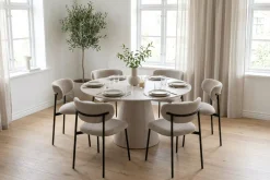 Bark Spisegrupper-Siena spisegruppe rund 150 cm med 6 Lucy spisestoler Hvitlasert