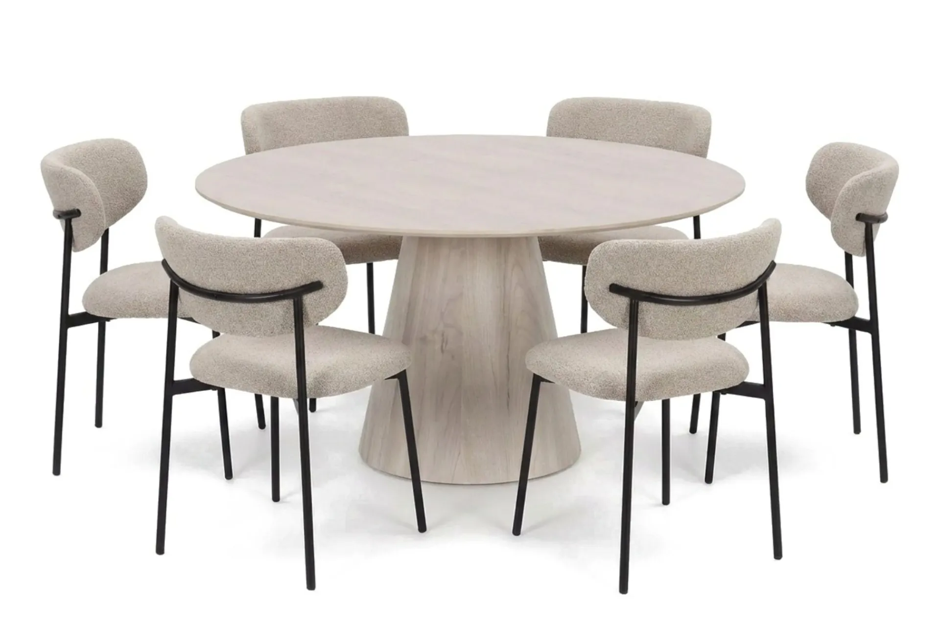 Bark Spisegrupper-Siena spisegruppe rund 150 cm med 6 Lucy spisestoler Hvitlasert