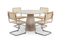 Bark Siena spisegruppe rund 110 cm med 4 Build spisestoler