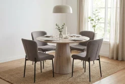 Bark Siena spisegruppe rund 110 cm med 4 Elsie spisestoler