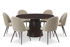 Bark Spisegrupper-Siena spisegruppe rund 150 cm med 6 Nibe Plus spisestoler Røkt eik