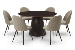 Bark Spisegrupper-Siena spisegruppe rund 130 cm med 6 Nibe Plus spisestoler Røkt eik