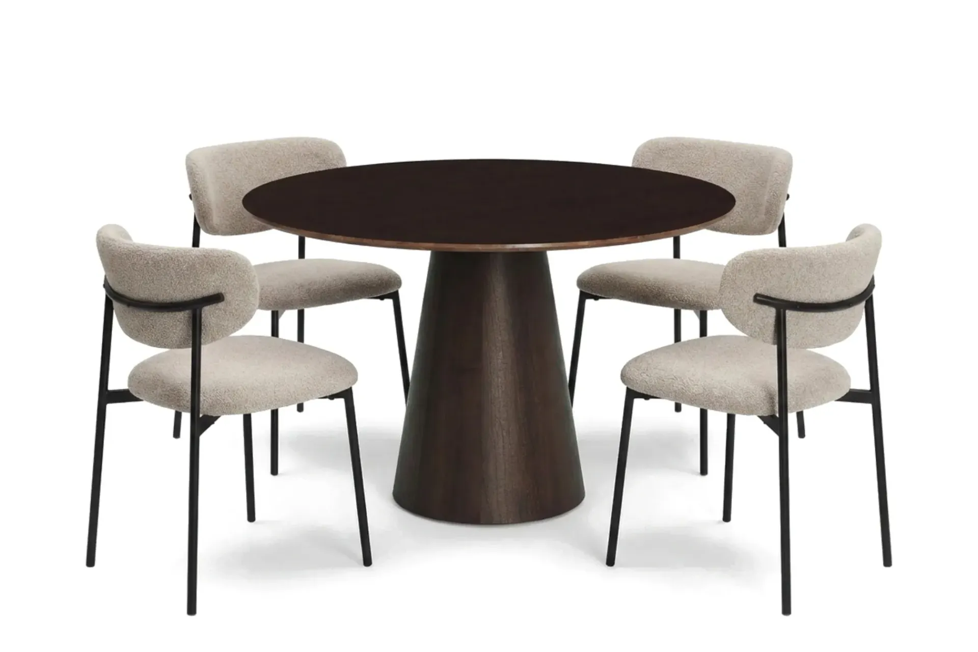 Bark Spisegrupper-Siena spisegruppe rund 110 cm med 4 Lucy spisestoler Røkt eik
