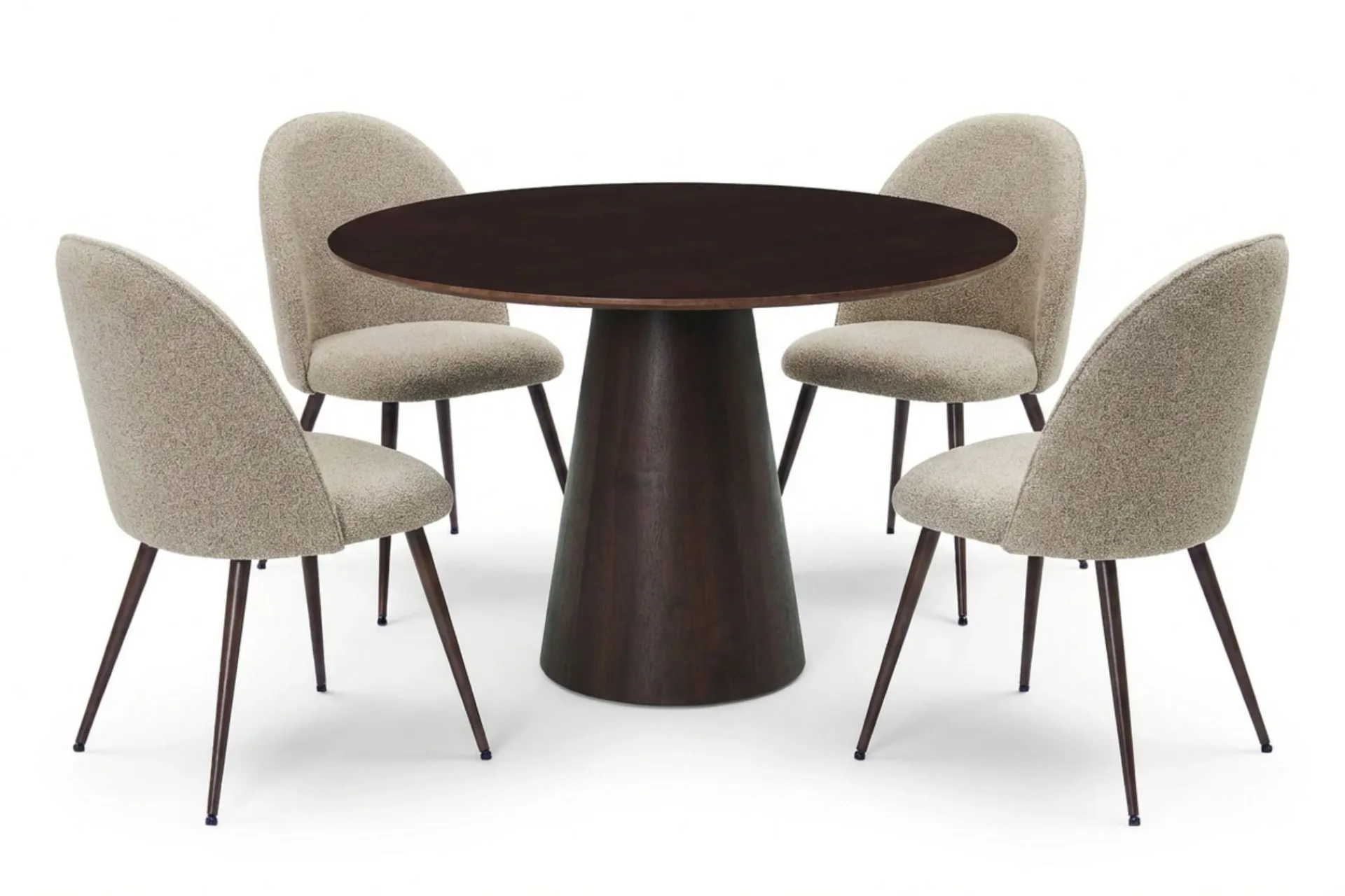 Bark Siena spisegruppe rund 110 cm med 4 Nibe Plus spisestoler