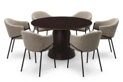 Bark Spisegrupper-Siena spisegruppe rund 130 cm med 6 Filip spisestoler Røkt eik