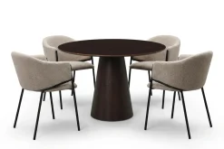 Bark Spisegrupper-Siena spisegruppe rund 110 cm med 4 Filip spisestoler Røkt eik