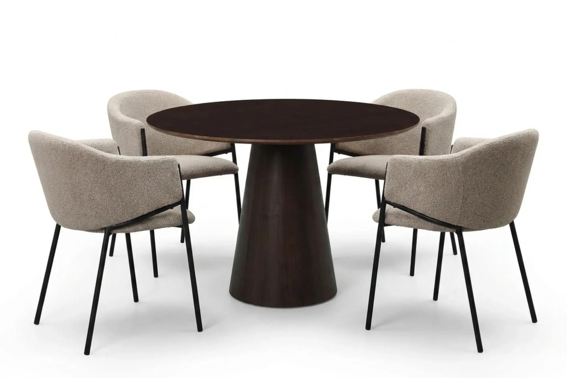 Bark Spisegrupper-Siena spisegruppe rund 110 cm med 4 Filip spisestoler Røkt eik