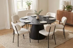 Bark Spisegrupper-Siena spisegruppe rund 130 cm med 6 Gemmiano spisestoler Svart