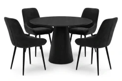 Bark Spisegrupper-Siena spisegruppe rund 110 cm med 4 Alsarp spisestoler Svart