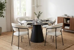 Bark Siena spisegruppe rund 110 cm med 4 Karol spisestoler