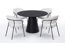 Bark Siena spisegruppe rund 110 cm med 4 Karol spisestoler