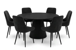 Bark Spisegrupper-Siena Spisegruppe rund 150 cm med 6 Alsarp spisestoler Svart