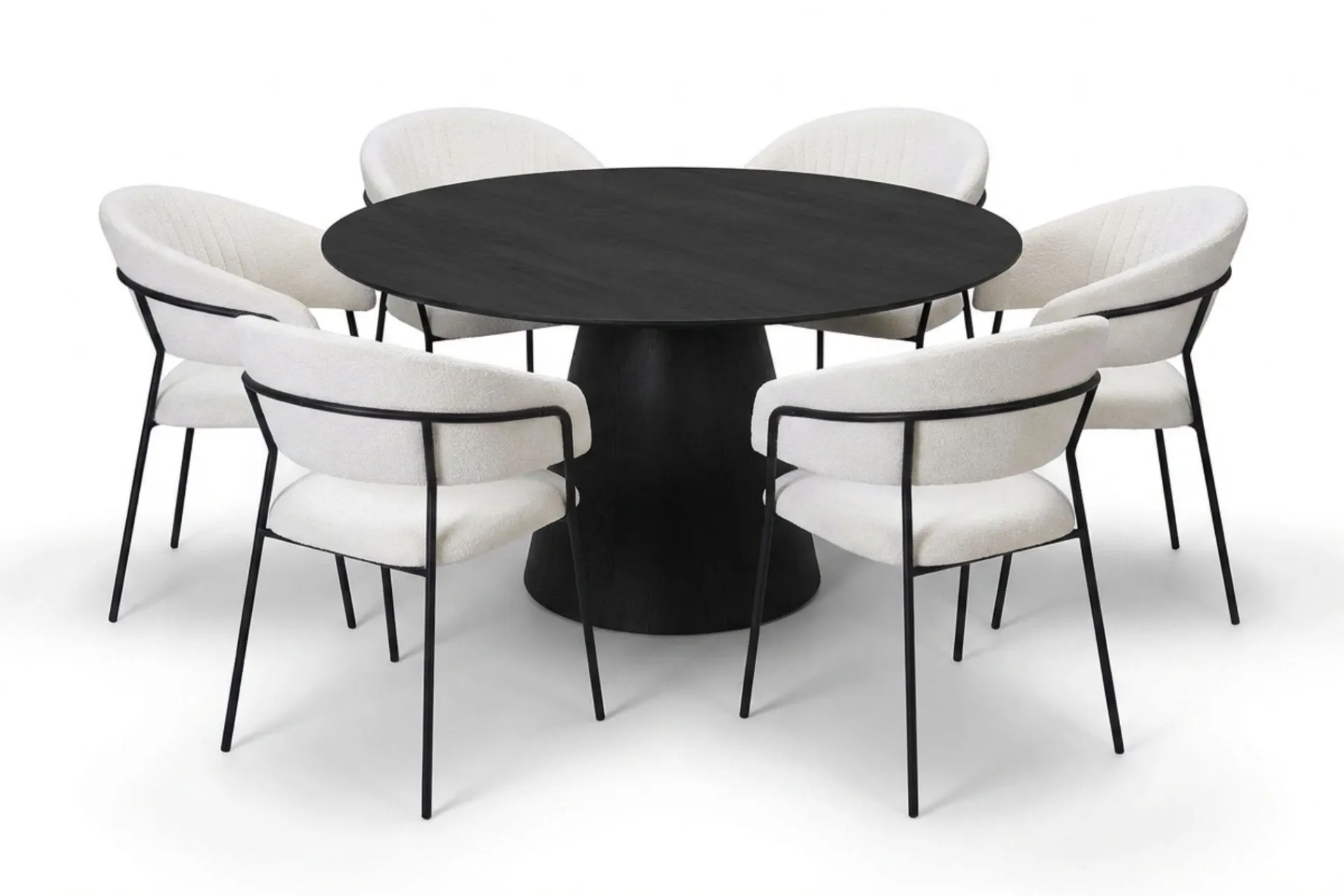 Bark Spisegrupper-Siena spisegruppe rund 150 cm med 6 Karol spisestoler Svart