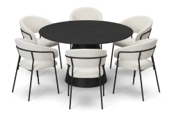 Bark Spisegrupper-Siena spisegruppe rund 130 cm med 6 Karol spisestoler Svart