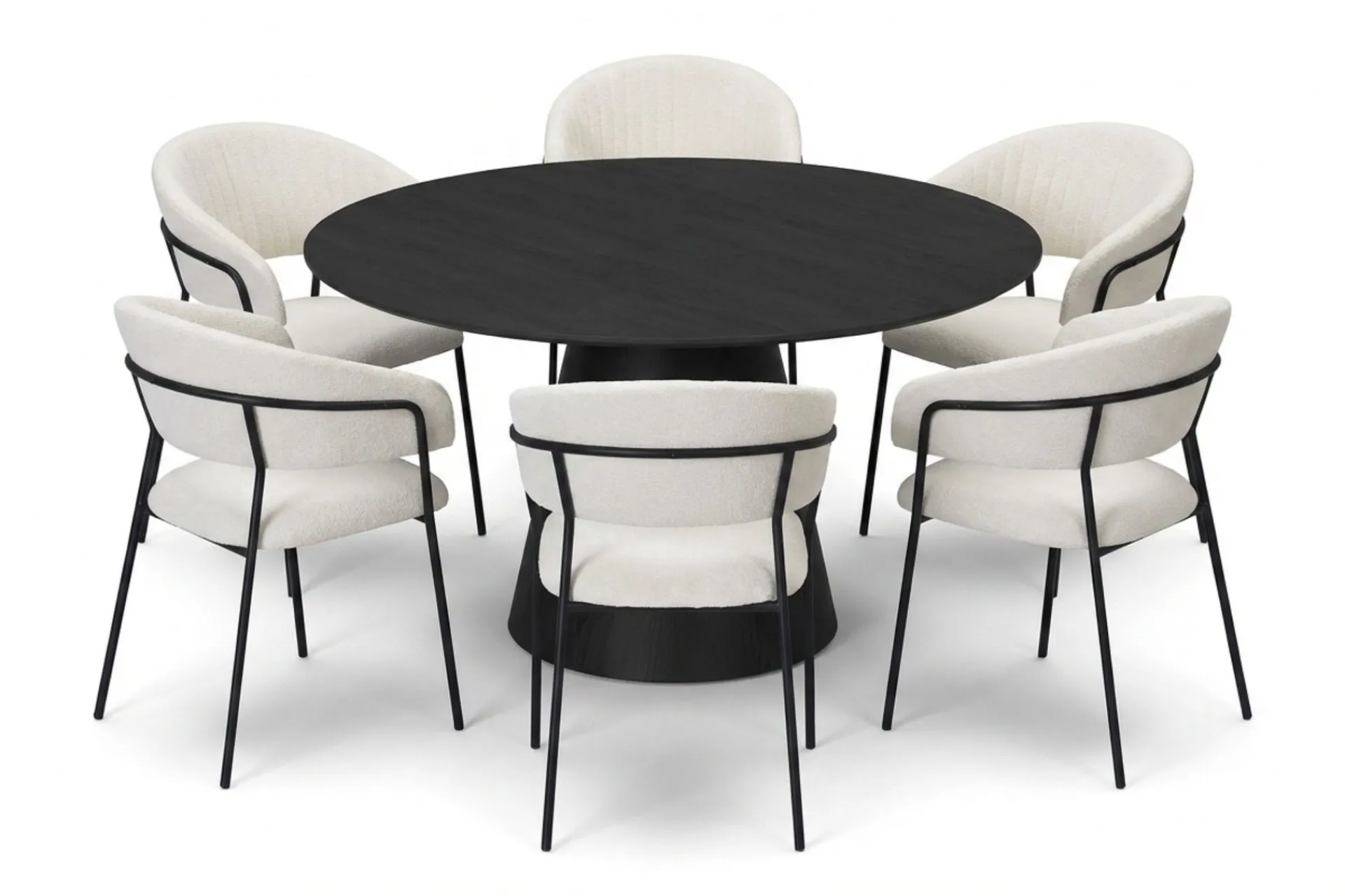 Bark Spisegrupper-Siena spisegruppe rund 130 cm med 6 Karol spisestoler Svart