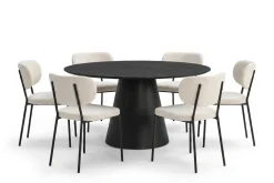 Bark Spisegrupper-Siena Spisegruppe rund 150 cm med 6 Gemmiano spisestoler Svart