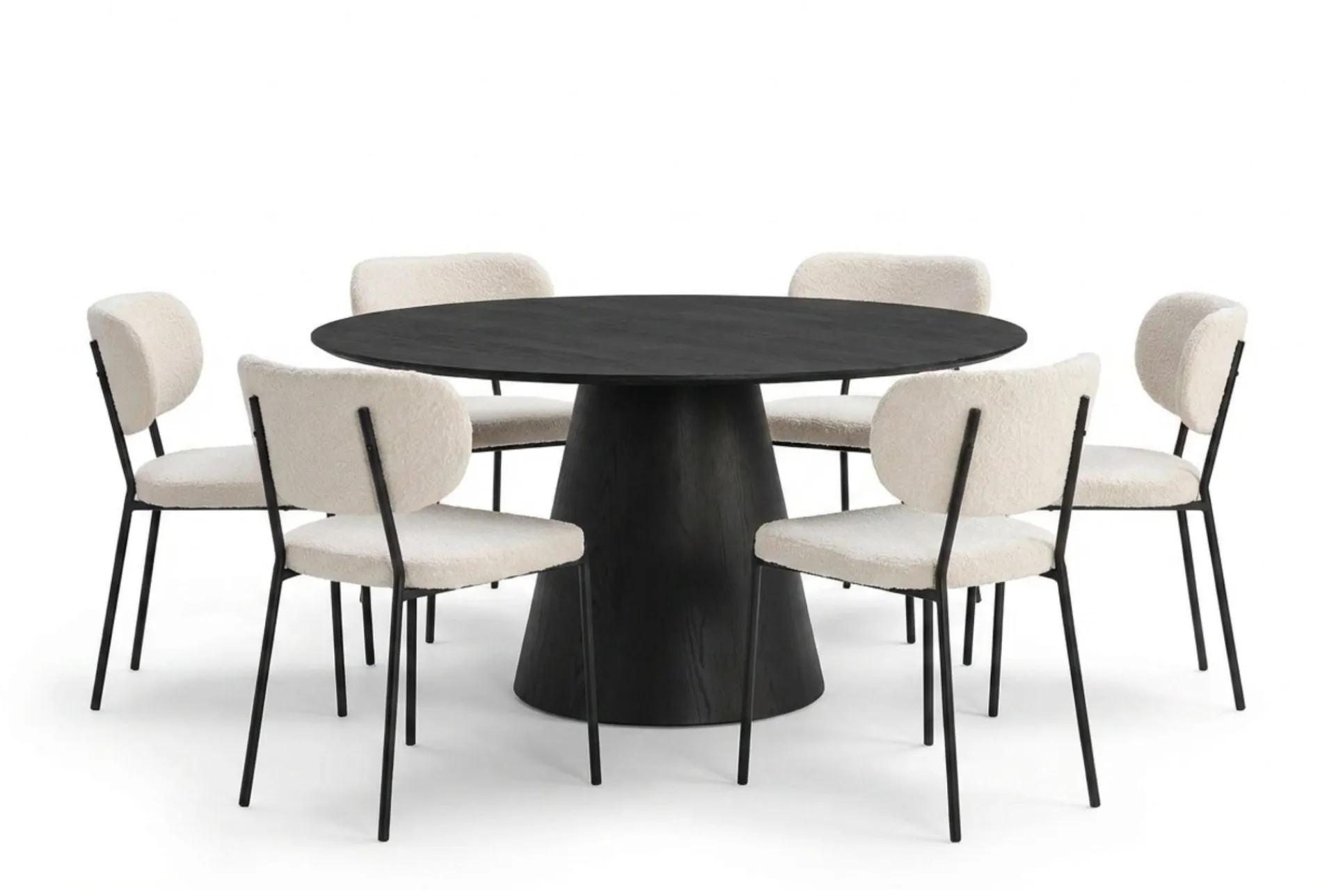 Bark Spisegrupper-Siena Spisegruppe rund 150 cm med 6 Gemmiano spisestoler Svart