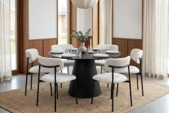 Bark Siena spisegruppe rund 130 cm med 6 Lucy spisestoler