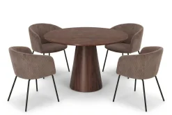 Bark Siena spisegruppe rund 110 cm med 4 Berit spisestoler
