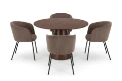 Bark Siena spisegruppe rund 110 cm med 4 Berit spisestoler