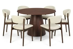 Bark Siena spisegruppe rund 130 cm med 6 Nala spisestoler