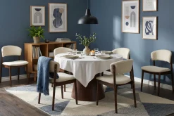 Bark Siena spisegruppe rund 130 cm med 6 Nala spisestoler