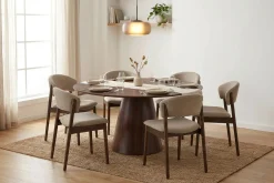 Bark Spisegrupper-Siena spisegruppe rund 150 cm med 6 Nala spisestoler Valnøtt