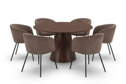 Bark Spisegrupper-Siena spisegruppe rund 130 cm med 6 Berit spisestoler Valnøtt