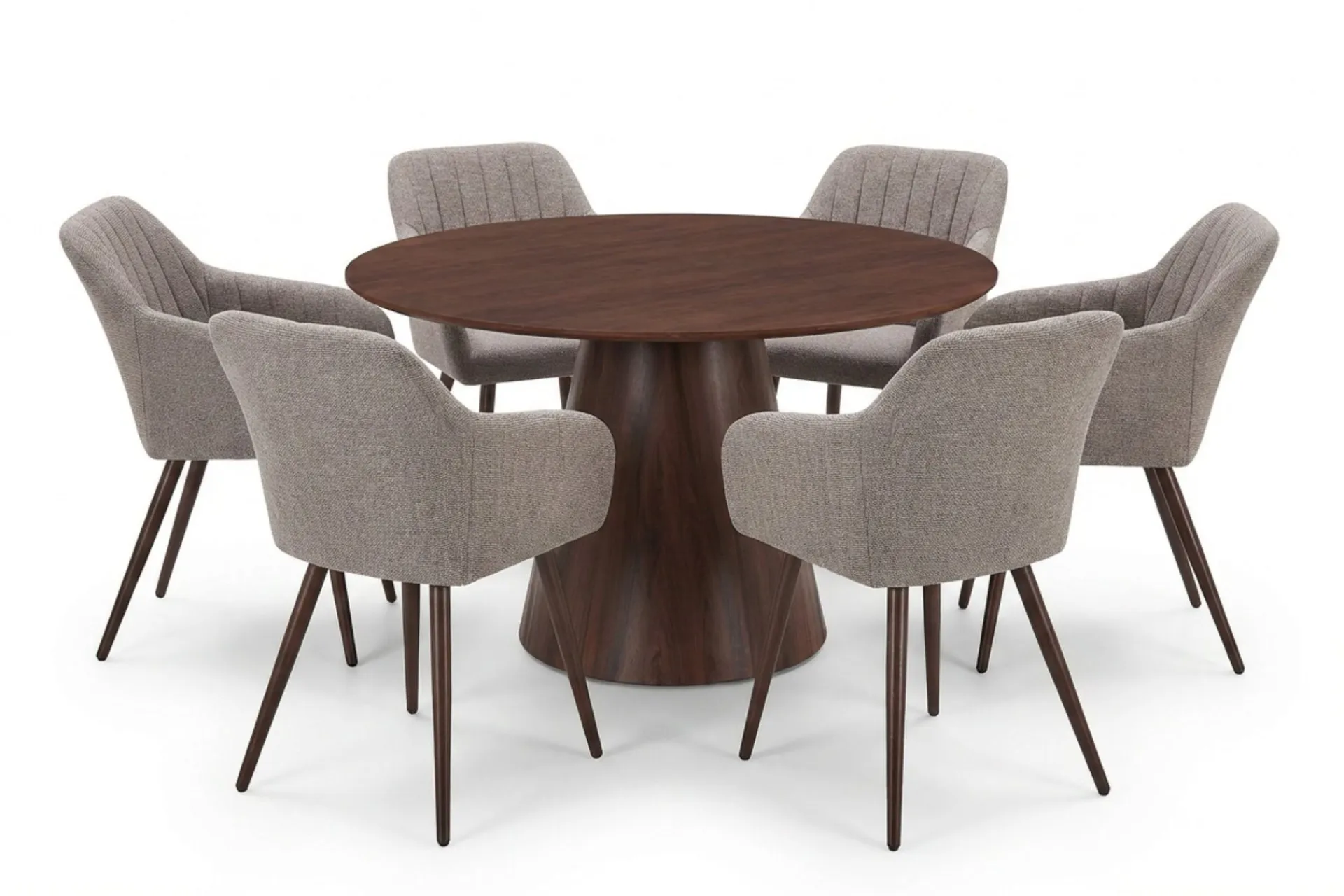 Bark Siena spisegruppe rund 130 cm med 6 Filippa spisestoler