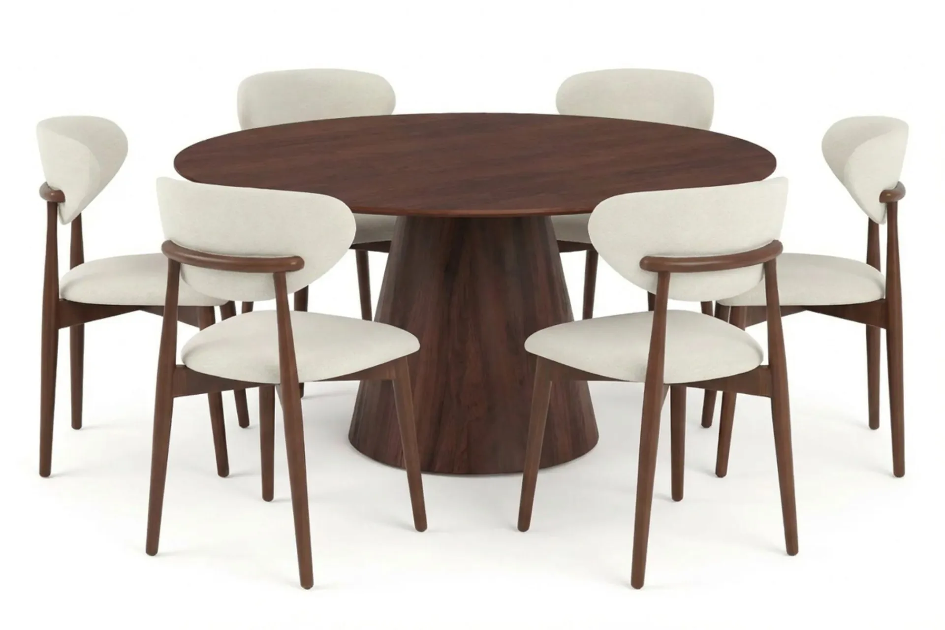 Bark Siena spisegruppe rund 150 cm med 6 Molly spisestoler