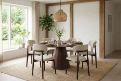 Bark Siena spisegruppe rund 150 cm med 6 Molly spisestoler