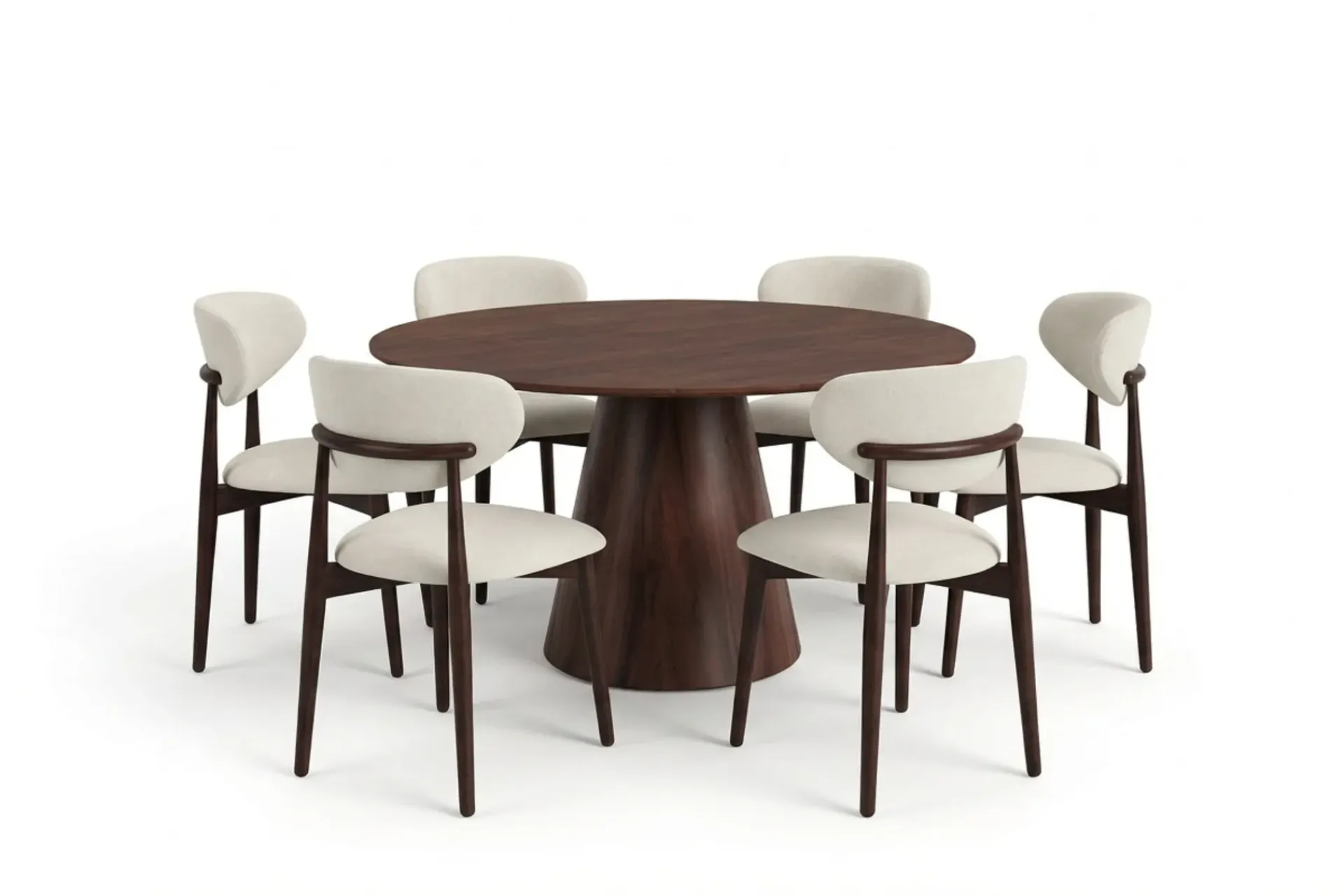 Bark Siena spisegruppe rund 130 cm med 6 Molly spisestoler
