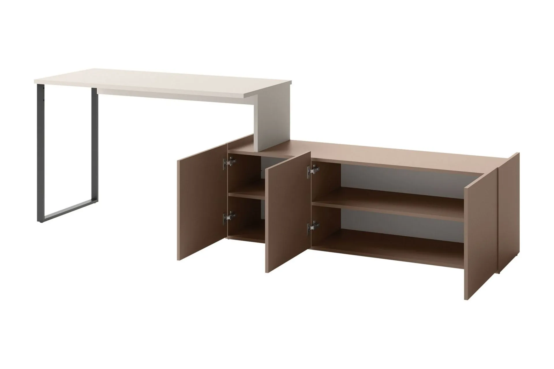 Kontorbord-Sigmana Skrivebord 260x55 cm Lysegrå,Brun