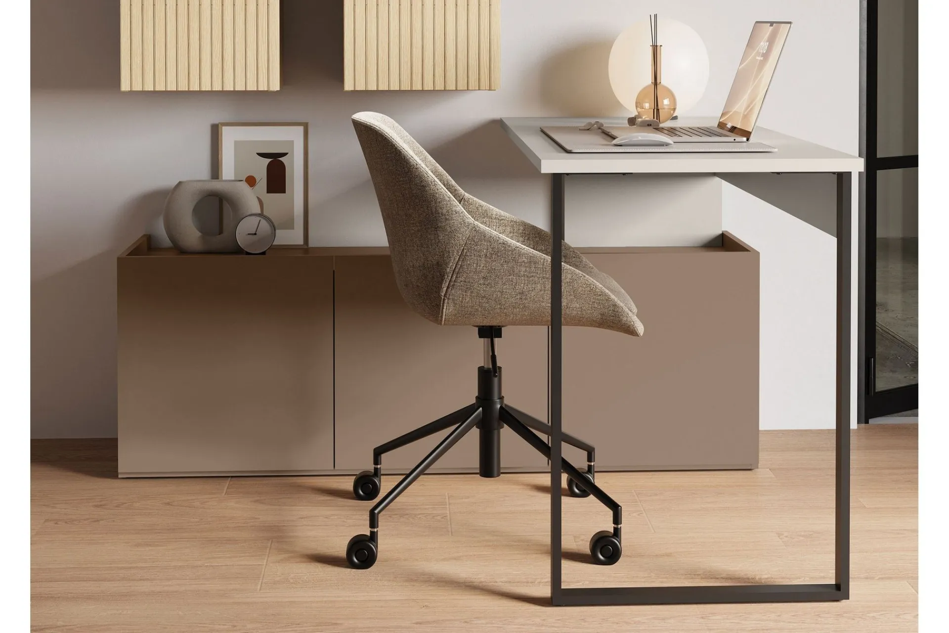 Kontorbord-Sigmana Skrivebord 260x55 cm Lysegrå,Brun