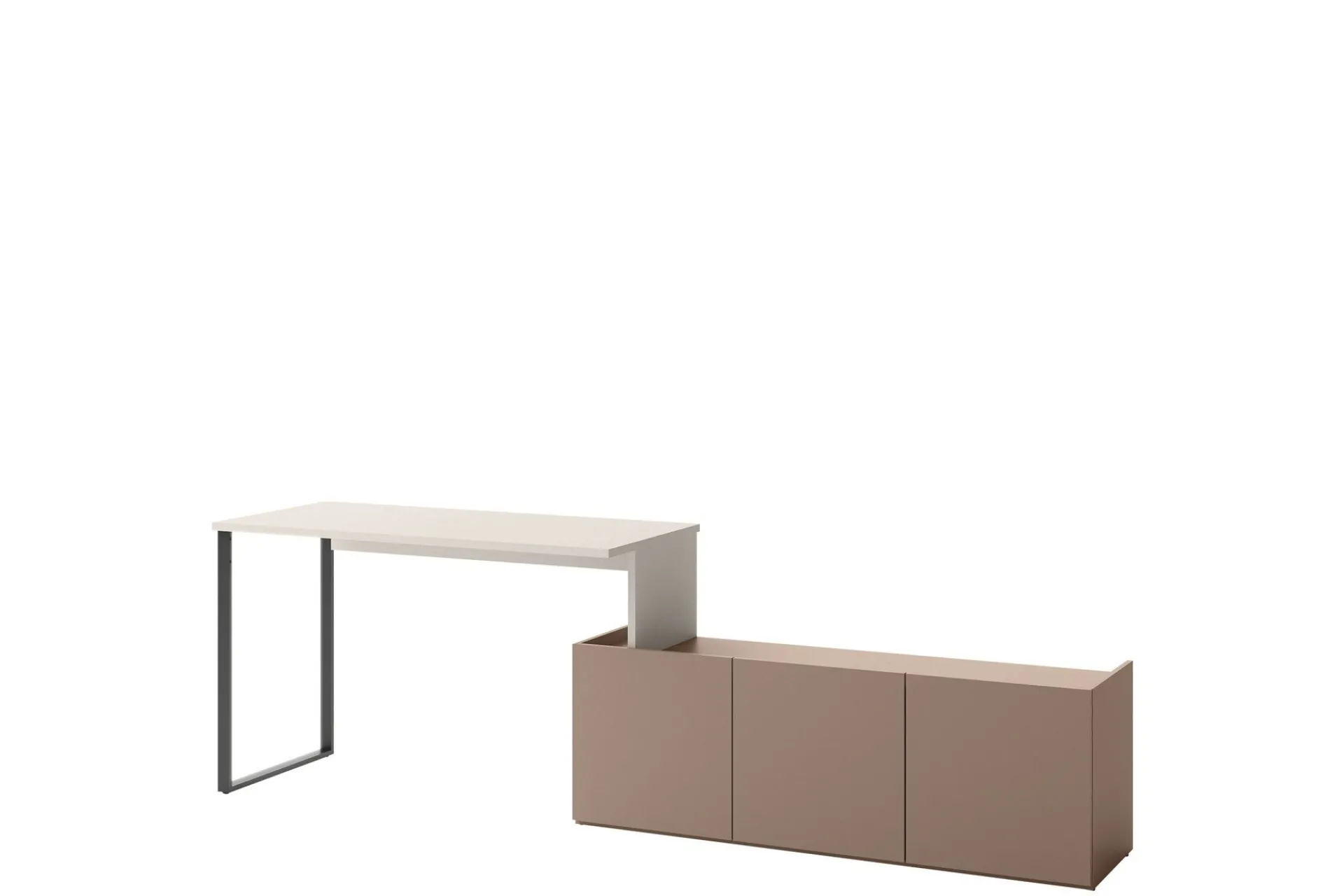 Kontorbord-Sigmana Skrivebord 260x55 cm Lysegrå,Brun