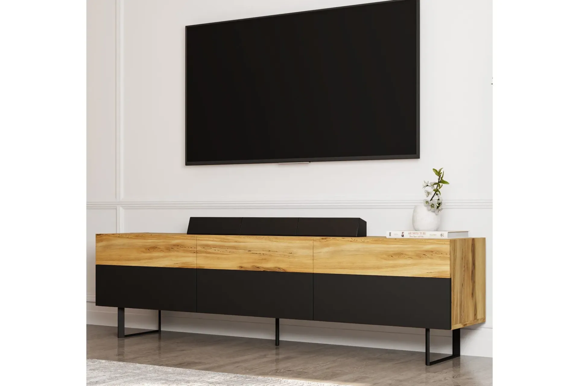 Tv-Benk & Mediabenk-Sign TV-benk 180 cm Svart,Eik