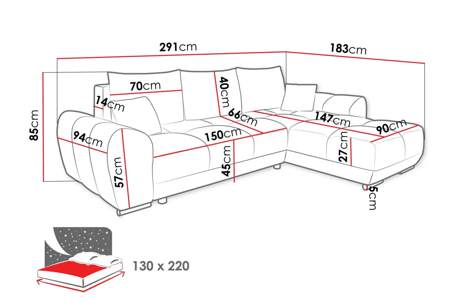 Simerly Sofa med Divan 3-seter