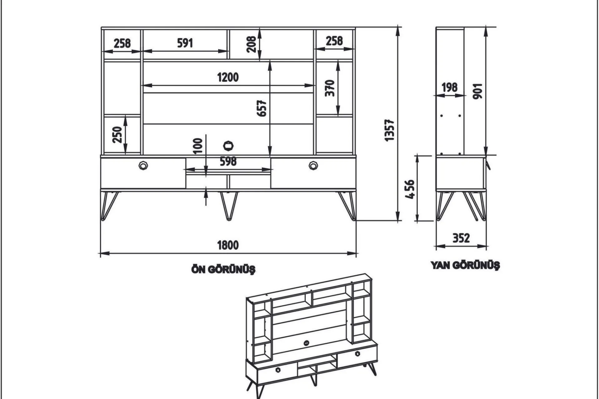 Tv-Møbelsett-Sincerely TV-Møbelsett 180 cm Valnöt,Svart