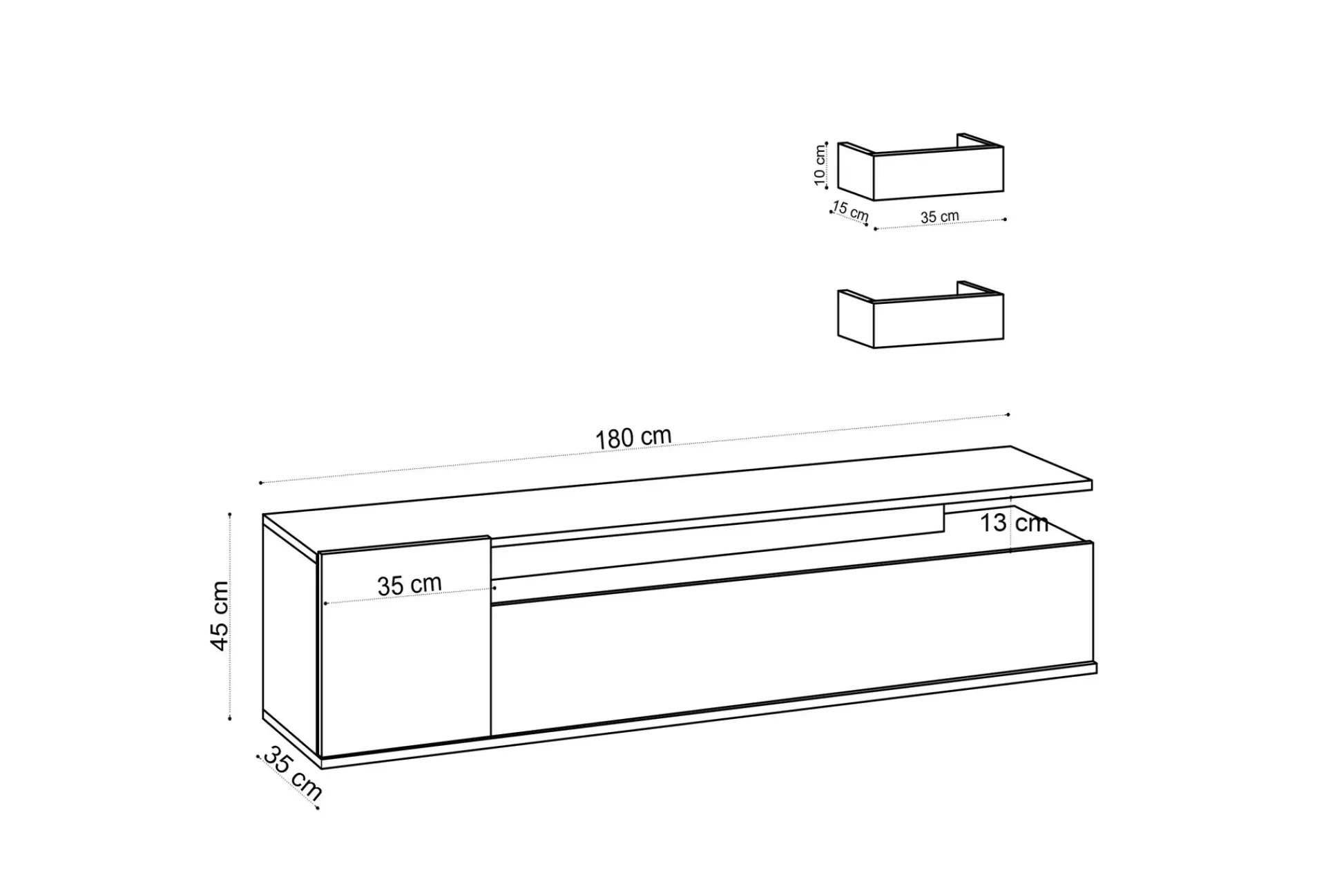 Tv-Benk & Mediabenk-Sinox Tv-benk 180 cm Natur,Hvit