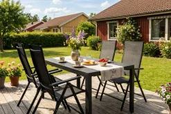 Comfort Garden Spisegrupper Hage-Siri rektangulært utebord 150 cm med 4 Sanna utestoler Svart