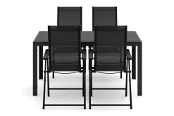 Comfort Garden Spisegrupper Hage-Siri rektangulært utebord 150 cm med 4 Sanna utestoler Svart