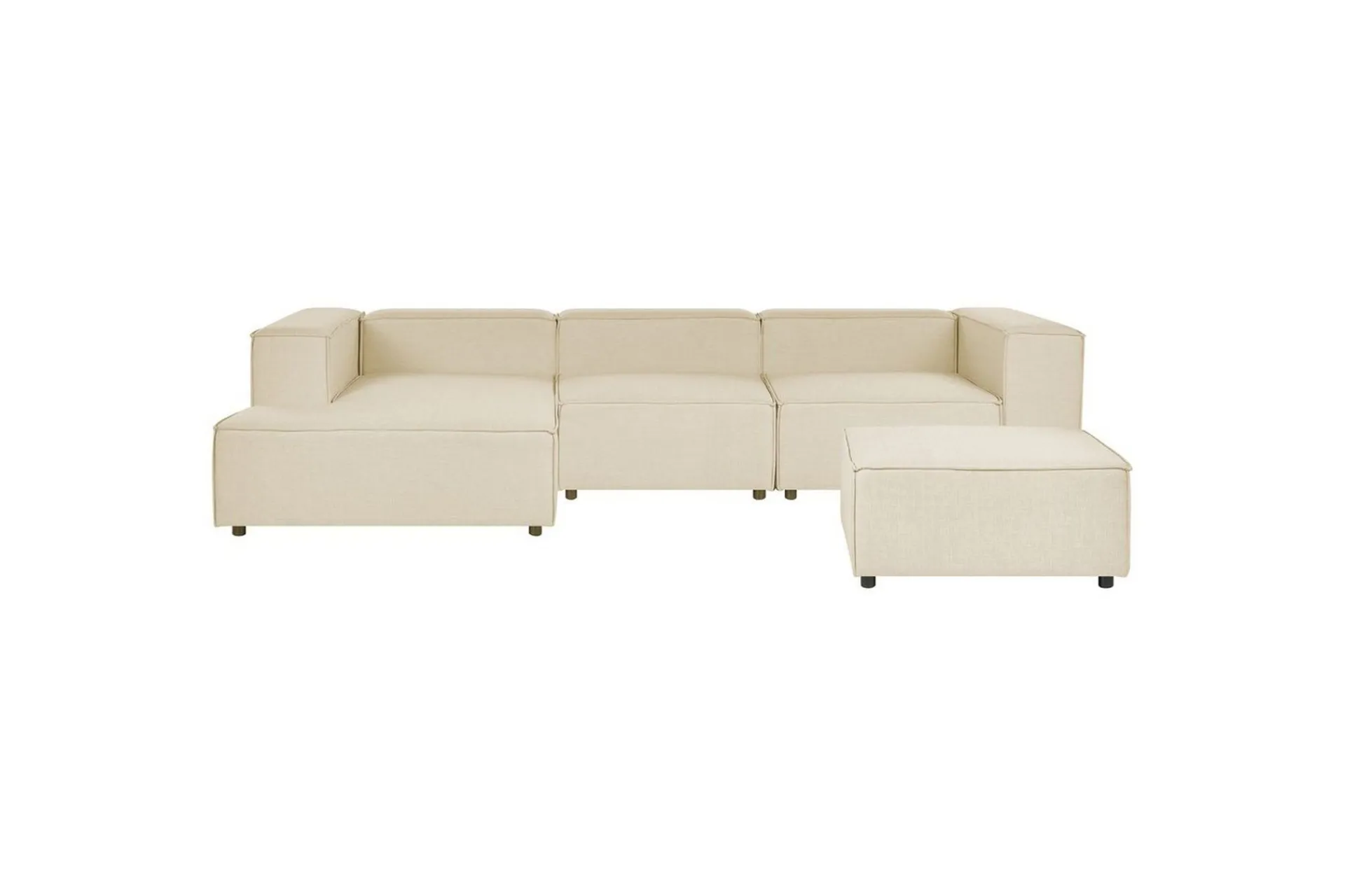 Sofa Med Sjeselong-3-sits Hörnsoffa med fotpall Beliani Aprica Högervänd Left-faced Beige