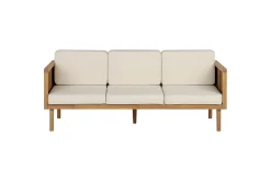 Hagebenk & Hagesofa-3-sitssoffa Beliani Baratti Light wood||Beige Lett ved,Beige