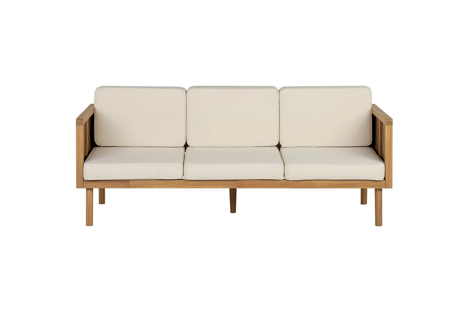 Hagebenk & Hagesofa-3-sitssoffa Beliani Baratti Light wood||Beige Lett ved,Beige