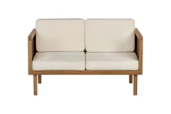 Hagebenk & Hagesofa-2-sitssoffa Beliani Baratti Light wood||Beige Lett ved,Beige