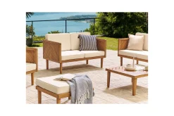 Hagebenk & Hagesofa-2-sitssoffa Beliani Baratti Light wood||Beige Lett ved,Beige