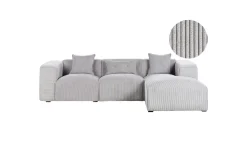 Sofa Med Sjeselong-3-sitssoffa Beliani Dolva Grå, svart, Vänstervänd Grey