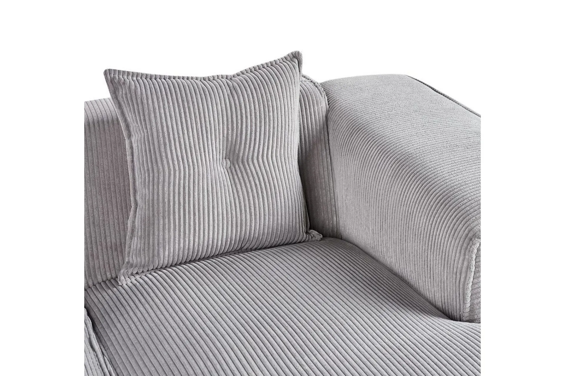 Sofa Med Sjeselong-3-sitssoffa Beliani Dolva Grå, svart, Vänstervänd Grey